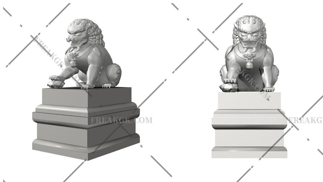 石狮子雕塑3D模型文件